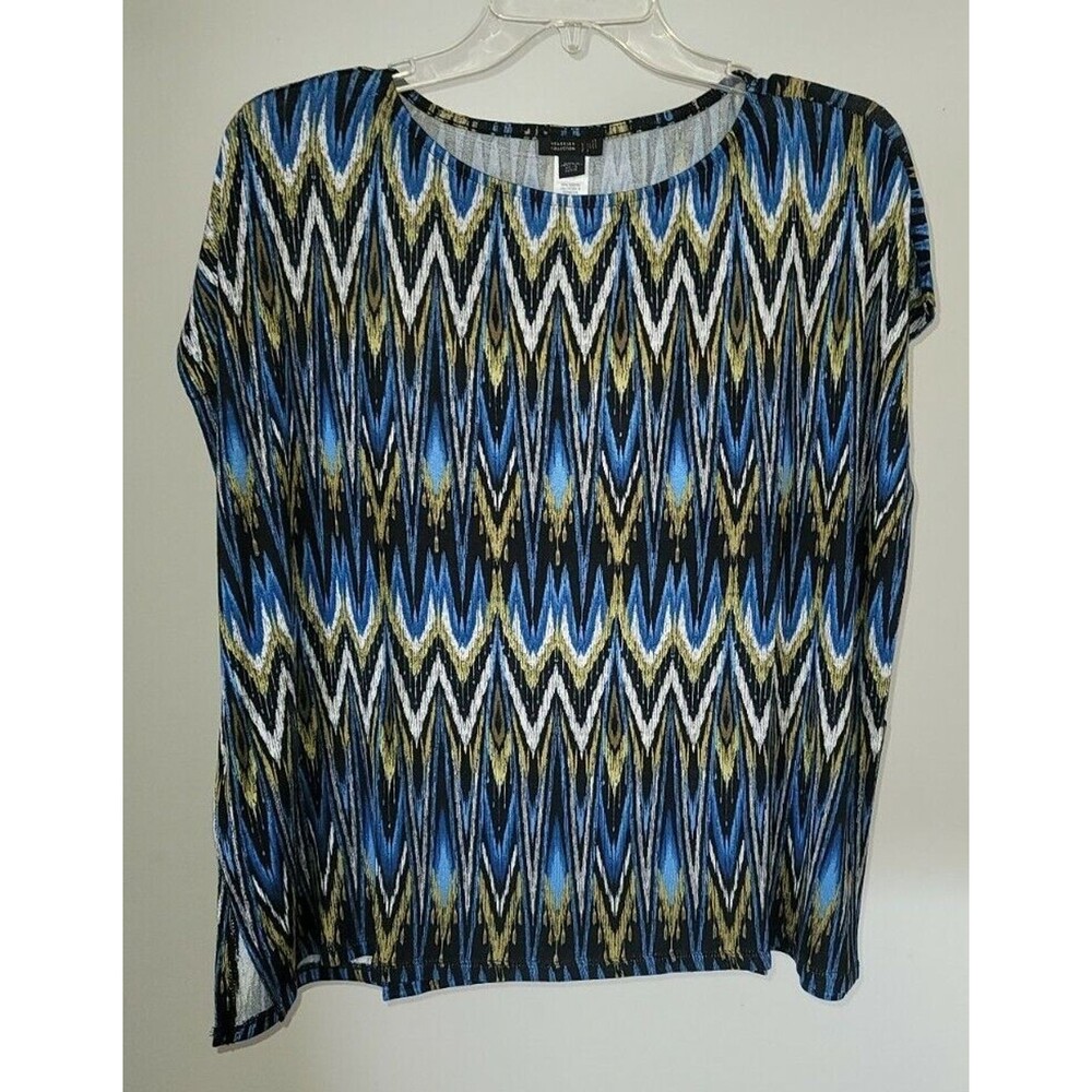 J. Jill Womens Poncho Oversize Shirt Top Black Citron XSP SP Stretch Work Casual
